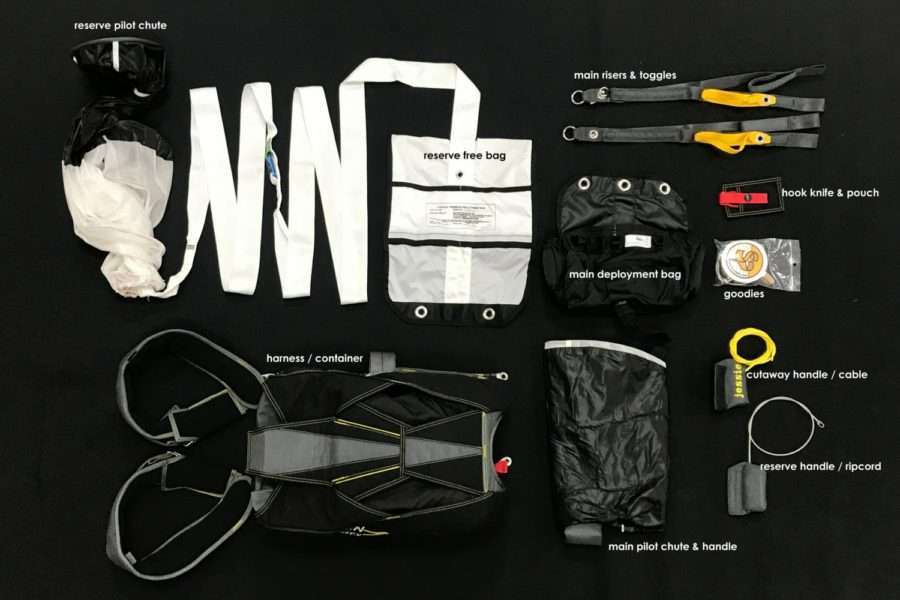 contents of a skydiving container